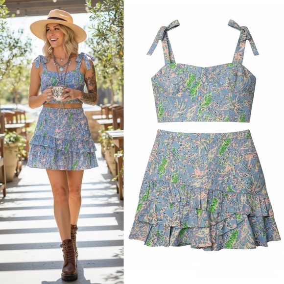 Lilly Pulitzer Dresses & Skirts - Lilly Pulitzer Rosalie Skirt Set in the "Blue Peri The Turtle Package” NWT